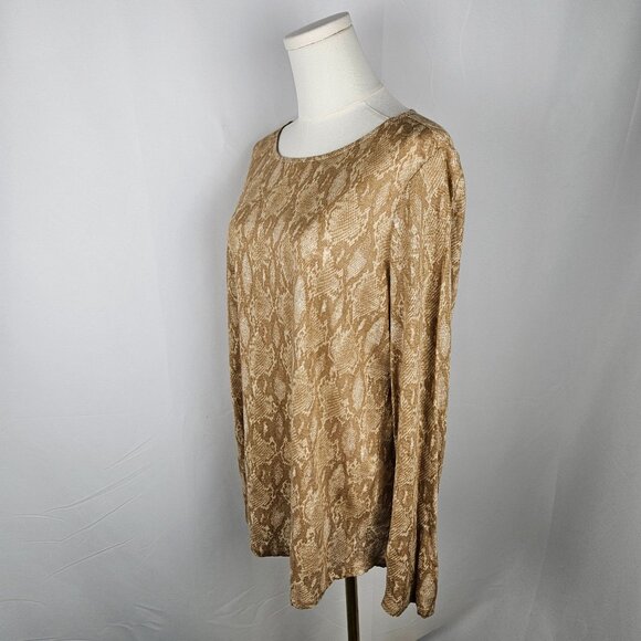 Lauren Ralph Lauren Tan Python Print Linen Knit Top 1X Snake Print - Picture 3 of 9
